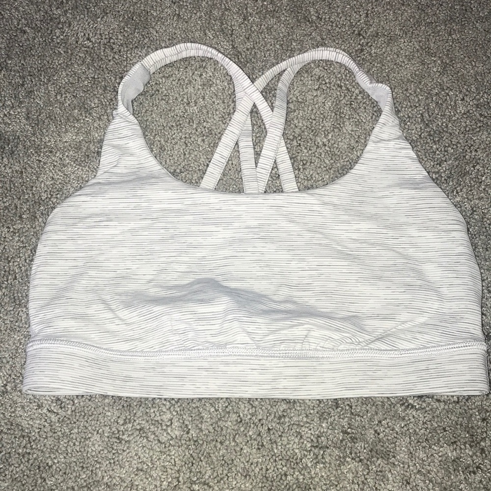 Lululemon white stripped sports bra